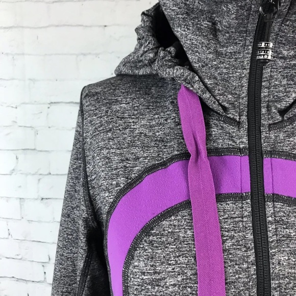 Lululemon Stride Jacket Purple Heathered  Marl GrayFull Zip Hoodie Jacket - Picture 5 of 8